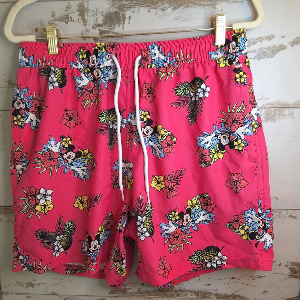 Disney Pink Floral Swim Shorts Size Medium